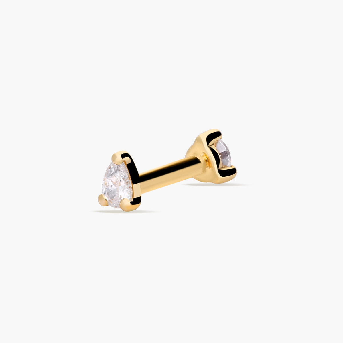Piercing de oreja reversible de oro 18K circonitas 3 mm