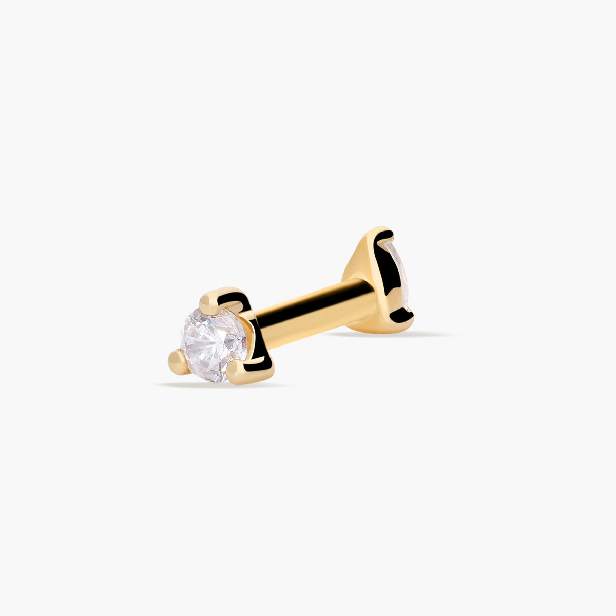 Piercing de oreja reversible de oro 18K circonitas 3 mm