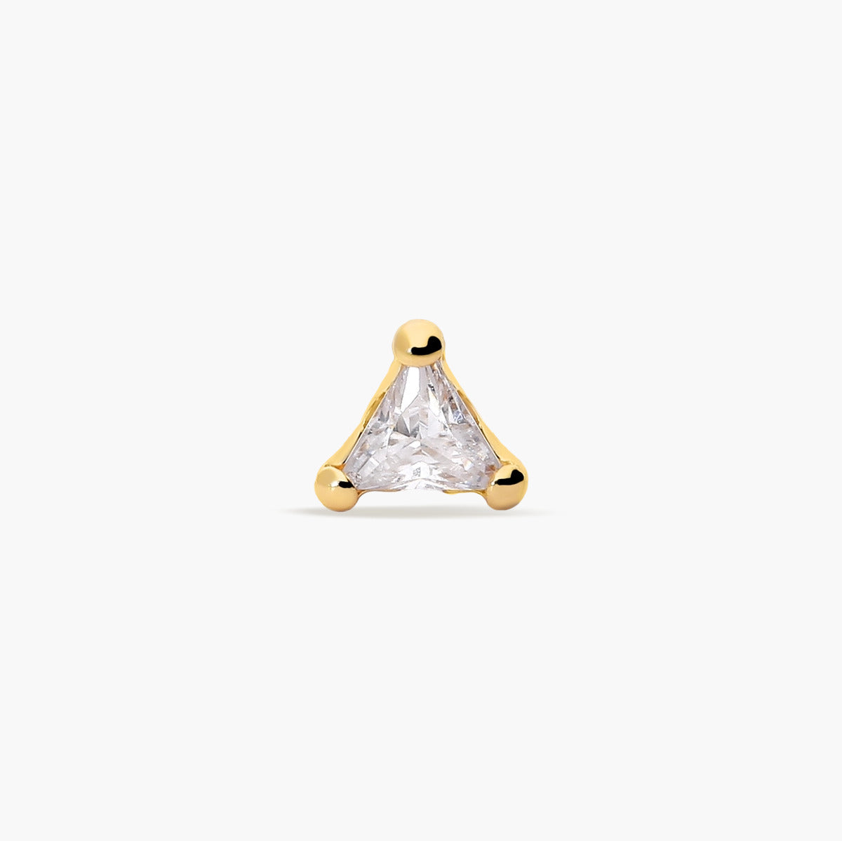 Piercing de oreja de oro 18K circonita triangular 3 mm