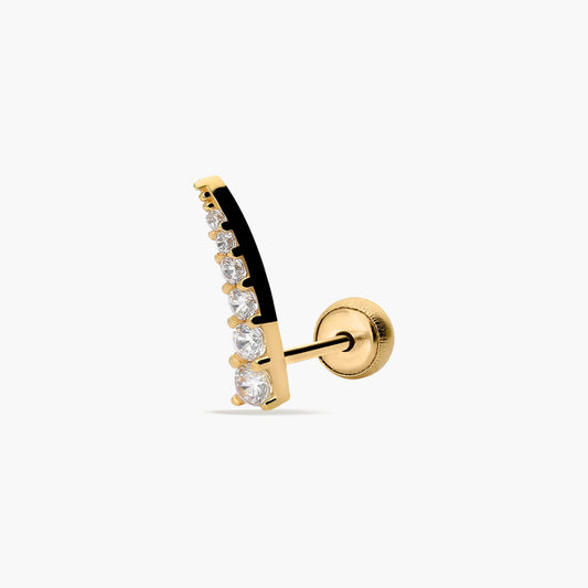 Piercing de oreja de oro 18K circonitas 10 mm