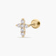 Piercing de oreja de oro 18K circonitas cruz 7 mm