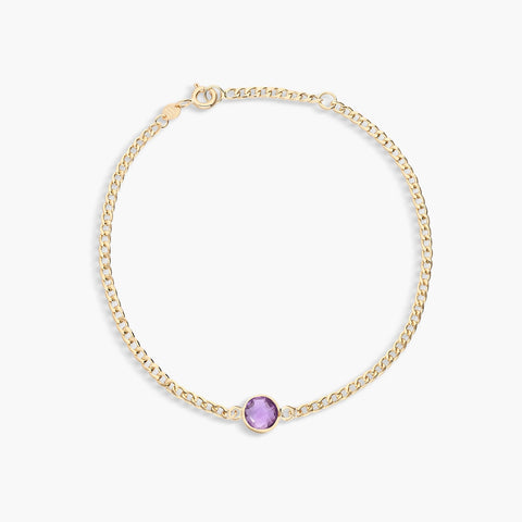 Pulsera de oro 18K amatista violeta 17-19 cm