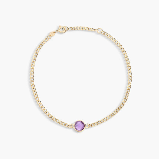 Pulsera de oro 18K amatista violeta 17-19 cm