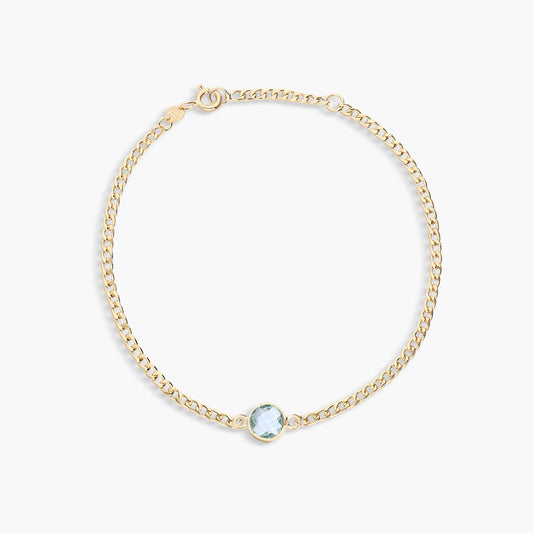 Pulsera de oro 18K topacio azul 17-19 cm