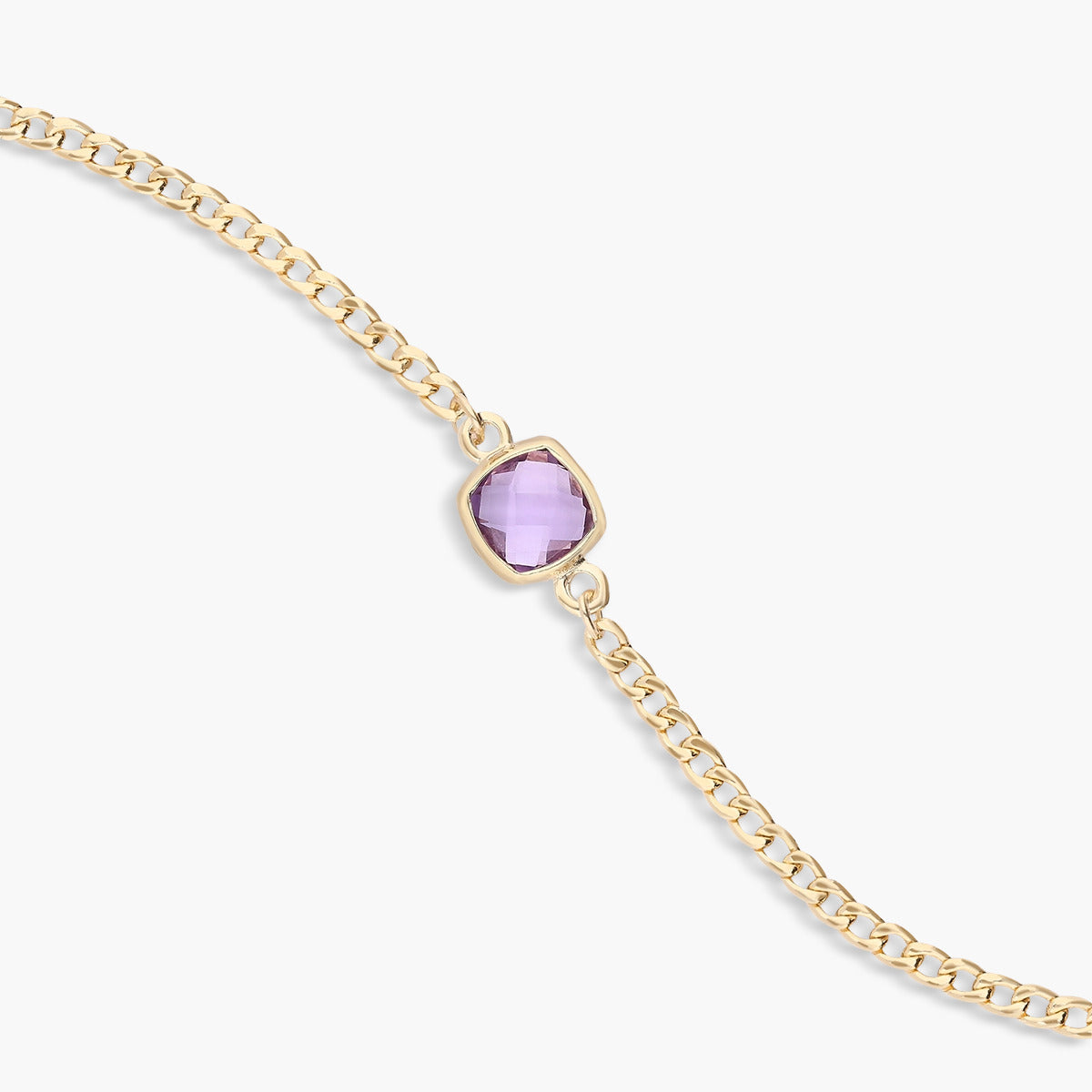 Pulsera de oro 18K amatista violeta cuadrada 17-19 cm