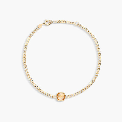 Pulsera de oro 18K citrino cuadrado 17-19 cm
