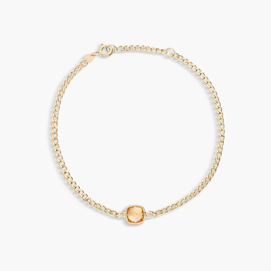 Pulsera de oro 18K citrino cuadrado 17-19 cm