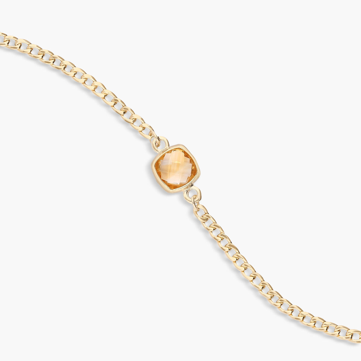 Pulsera de oro 18K citrino cuadrado 17-19 cm