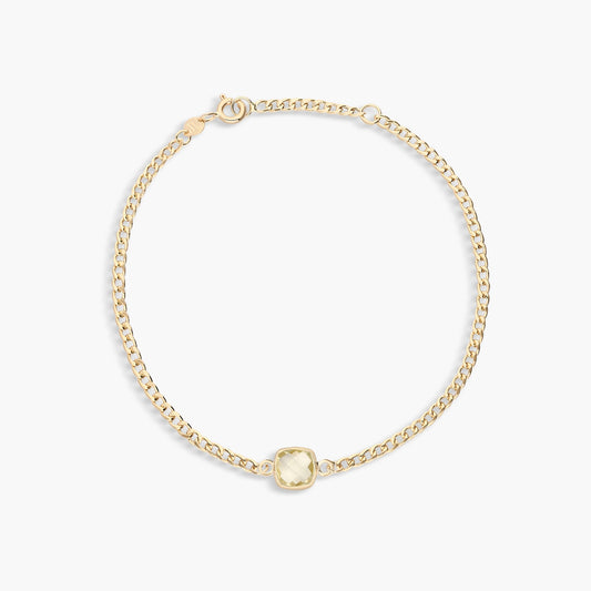 Pulsera de oro 18K cuarzo amarillo cuadrado 17-19 cm