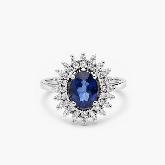 Anillo de oro blanco 18K diamante natural 0.45 ct. IMPERIAL SAPPHIRE