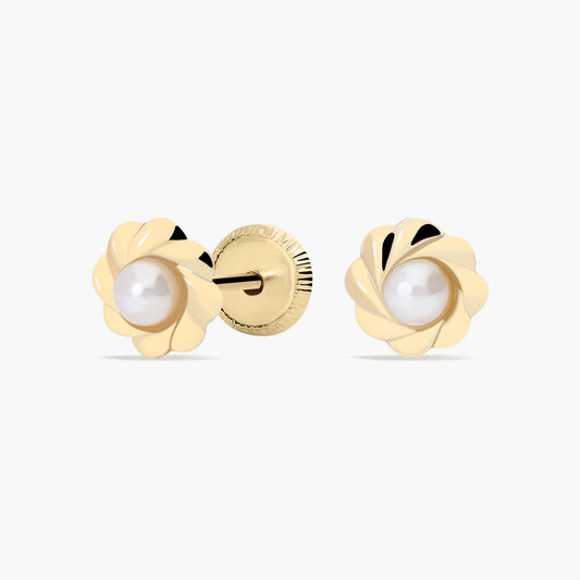 Pendientes de oro 18K con perlas 6 mm
