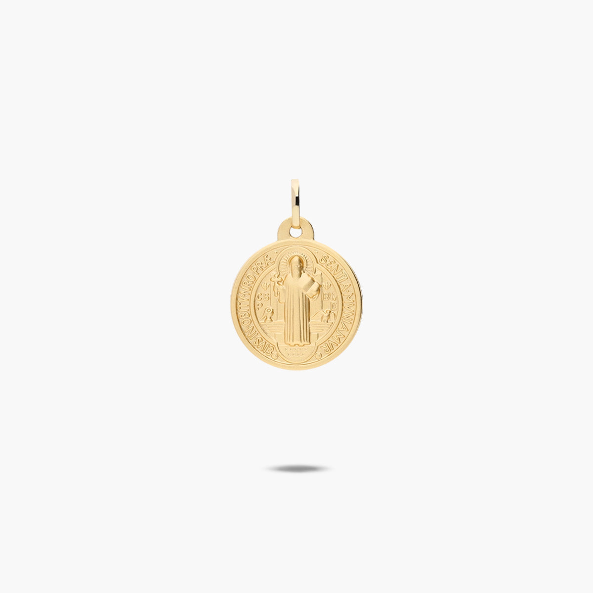 Medalla San Benito monje de oro 18K 16 mm