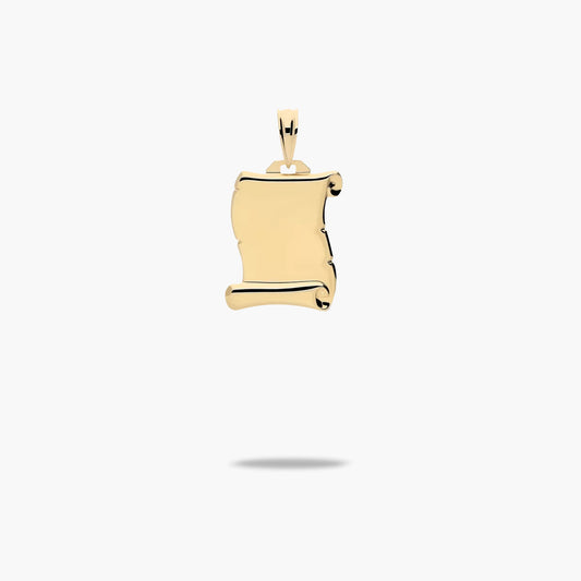 Colgante placa pergamino oro 18K 18 mm