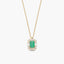 Collar de oro 18K diamante natural 0.08 ct. esmeralda 10 mm GATSBY
