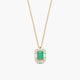 Collar de oro 18K diamante natural 0.08 ct. esmeralda 10 mm GATSBY