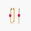 Pendientes largos forma rectangular de oro 18K diamante natural 0.27 ct. rubí 26 mm