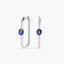 Pendientes largos forma rectangular de oro blanco 18K diamante natural 0.27 ct. zafiro 26 mm