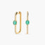 Pendientes largos forma rectangular de oro 18K diamante natural 0.27 ct. esmeralda 26 mm