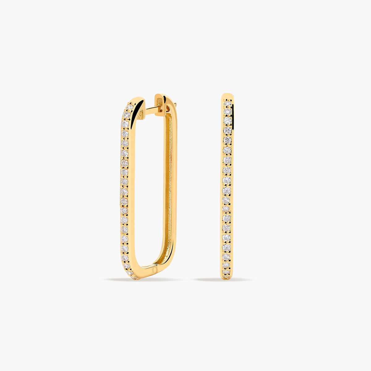 Pendientes largos forma rectangular de oro 18K diamante natural 0.27 ct. 26 mm COSMO GEMS