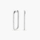 Pendientes largos forma rectangular de oro blanco 18K diamante natural 0.27 ct. 26 mm
