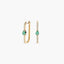 Pendientes largos forma rectangular de oro 18K diamante natural 0.27 ct. esmeralda 20 mm