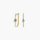 Pendientes largos forma rectangular de oro 18K diamante natural 0.27 ct. esmeralda 20 mm