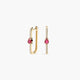 Pendientes largos forma rectangular de oro 18K diamante natural 0.27 ct. rubí 20 mm