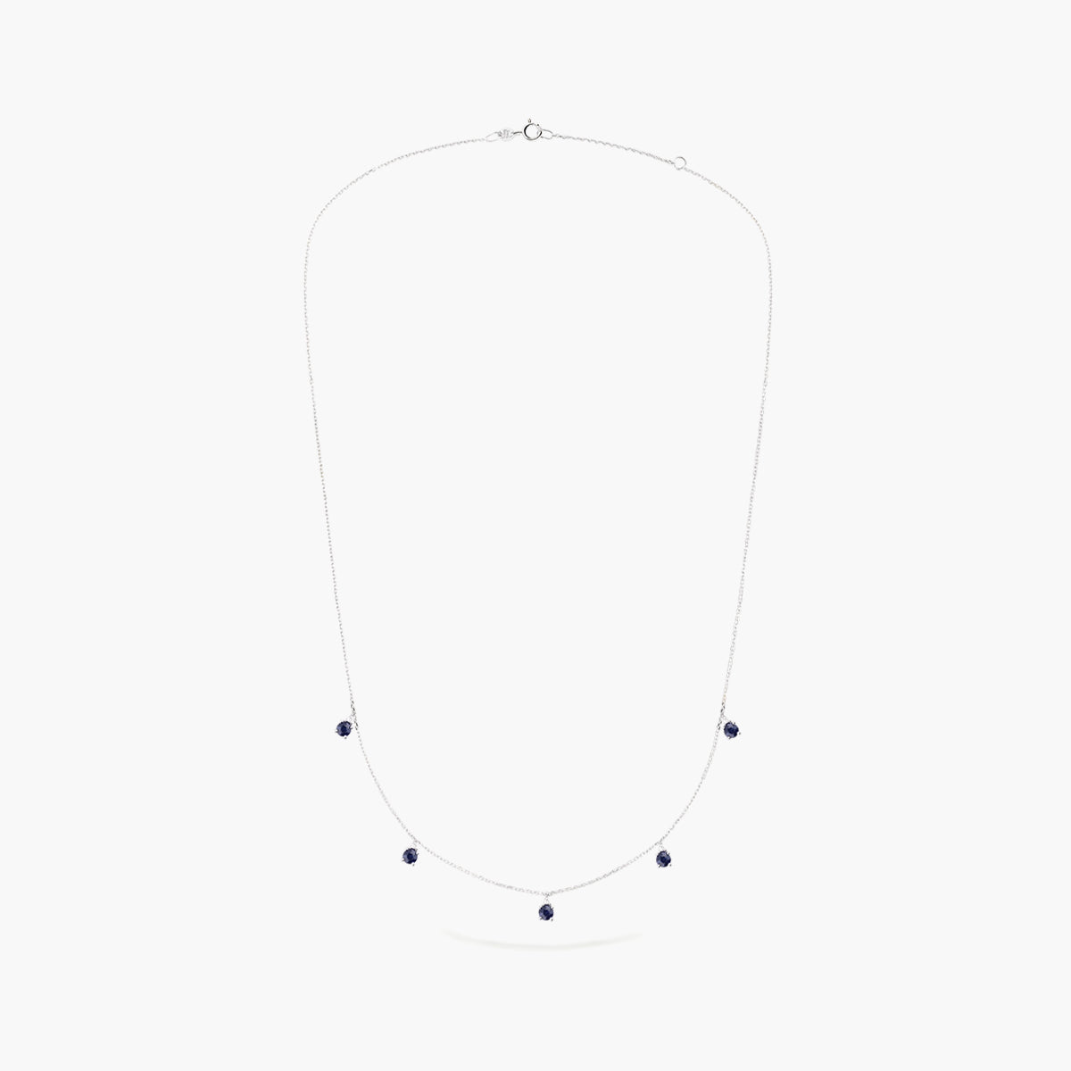 Collar de oro 18K diamante natural 0.04 ct. zafiros 42 -45 cm