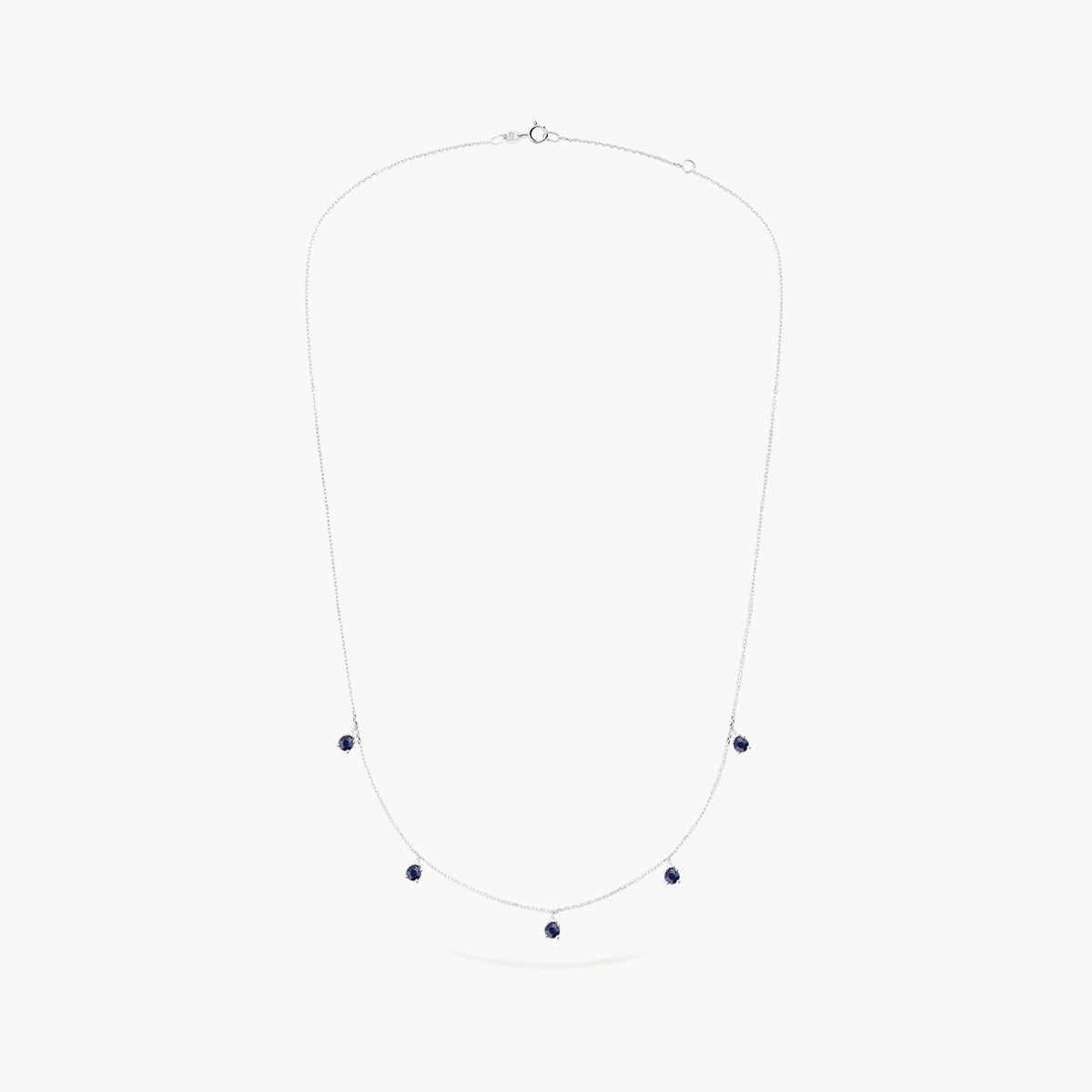 Collar de oro 18K diamante natural 0.04 ct. zafiros 42 -45 cm
