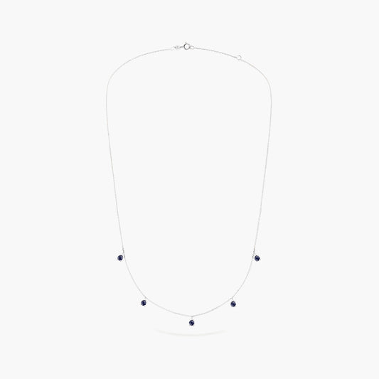 Collar de oro 18K diamante natural 0.04 ct. zafiros 42 -45 cm