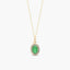 Collar de oro 18K diamante natural 0.08 ct. esmeralda 8 mm