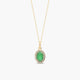 Collar de oro 18K diamante natural 0.08 ct. esmeralda 8 mm
