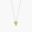 Collar corazón de oro blanco 18K diamante natural 0.02 ct. 6 mm peridoto