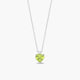 Collar corazón de oro blanco 18K diamante natural 0.02 ct. 6 mm peridoto