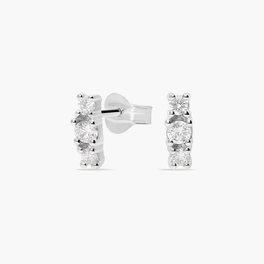 Pendientes de oro blanco 18K diamante natural 0.20 ct. 7 mm