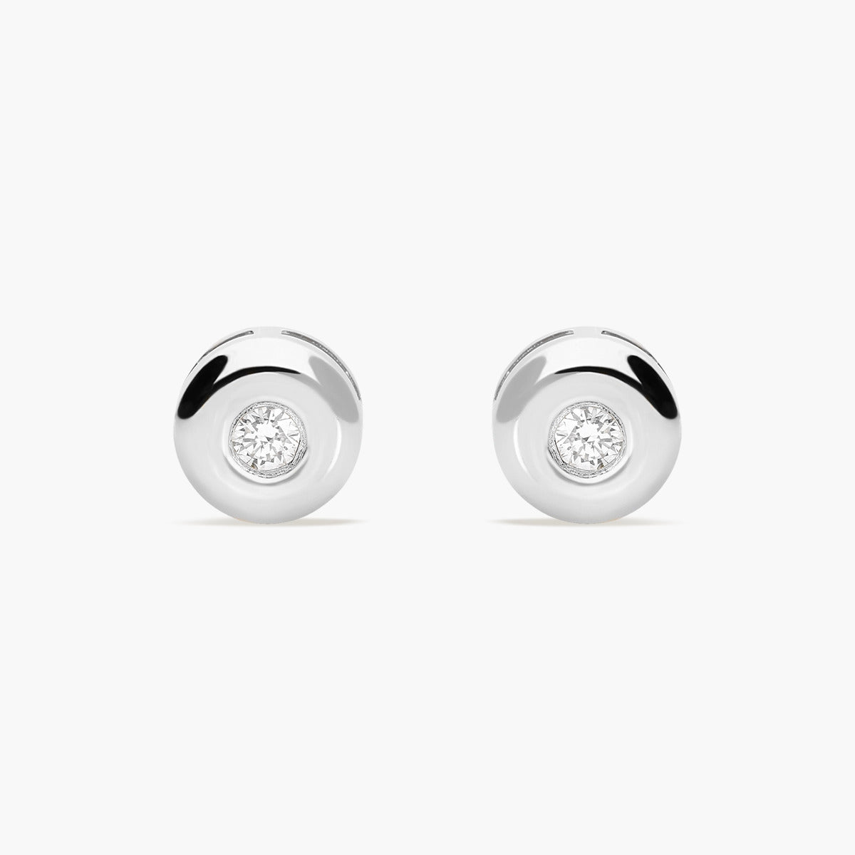 Pendientes redondos de oro blanco 18K diamante natural 0.16 ct. 5 mm