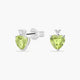 Pendientes corazón de oro blanco 18K diamante natural 0.03 ct. peridoto 5 mm