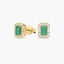 Pendientes de oro 18K diamante natural 0.08 ct. esmeralda 8 mm GATSBY