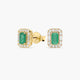 Pendientes de oro 18K diamante natural 0.08 ct. esmeralda 8 mm GATSBY