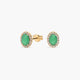 Pendientes de oro 18K diamante natural 0.16 ct. esmeralda 8 mm
