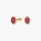 Pendientes de oro 18K diamante natural 0.16 ct. rubí 8 mm