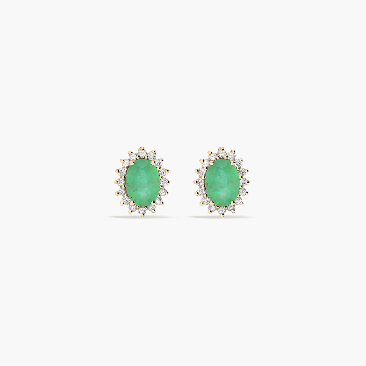 Pendientes de oro 18K diamante natural 0.36 ct. esmeralda 10 mm