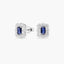Pendientes de oro blanco 18K diamante natural 0.08 ct. zafiro 10 mm JAIPUR CELESTIA