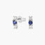 Pendientes de oro blanco 18K diamante natural 0.10 ct. zafiro 7 mm