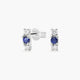 Pendientes de oro blanco 18K diamante natural 0.10 ct. zafiro 7 mm