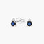 Pendientes de oro blanco 18K diamante natural 0.02 ct. zafiro 5 mm