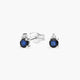 Pendientes de oro blanco 18K diamante natural 0.02 ct. zafiro 5 mm