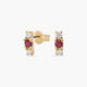 Pendientes de oro 18K diamante natural 0.10 ct. rubí 7 mm