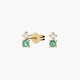 Pendientes de oro 18K diamante natural 0.06 ct. esmeralda 6 mm