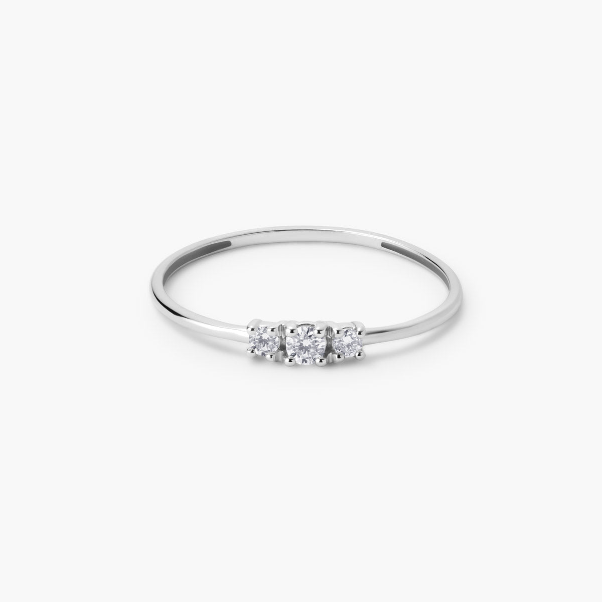 Anillo de oro blanco 18K diamante natural 0.1 ct. 